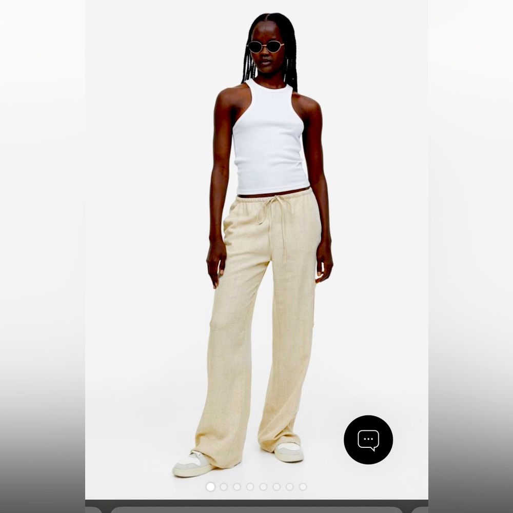 BRAND NEW WITH TAGS Dark Beige/ Tan Drawstring Linen Blend Pants